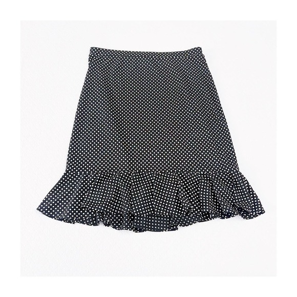 Michael Kors Fringe Skirt Polka Dot B;ack and White SZ 10 - Picture 1 of 7
